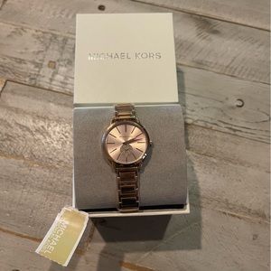 Watch Michael Kors Women's Portia Three-Hand Rose Gold-Tone Stainless Steel